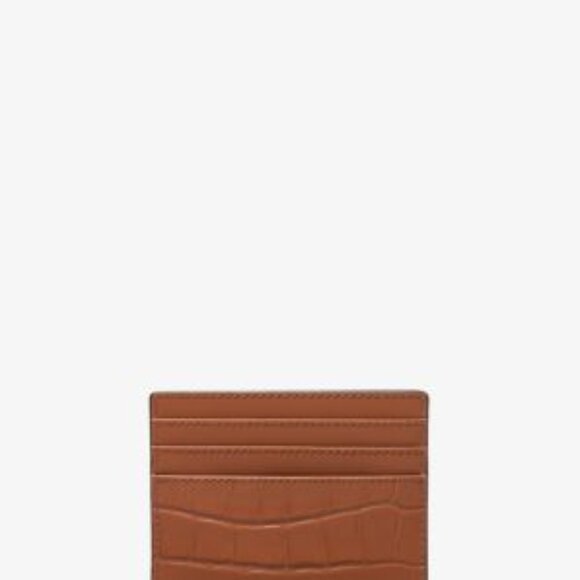 Michael Kors Hudson Crocodile Embossed Leather Tall Card Case - Picture 2 of 2